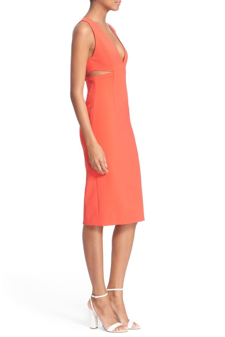 'Rikki' Cutout Midi Dress, Alternate, color, POPPY