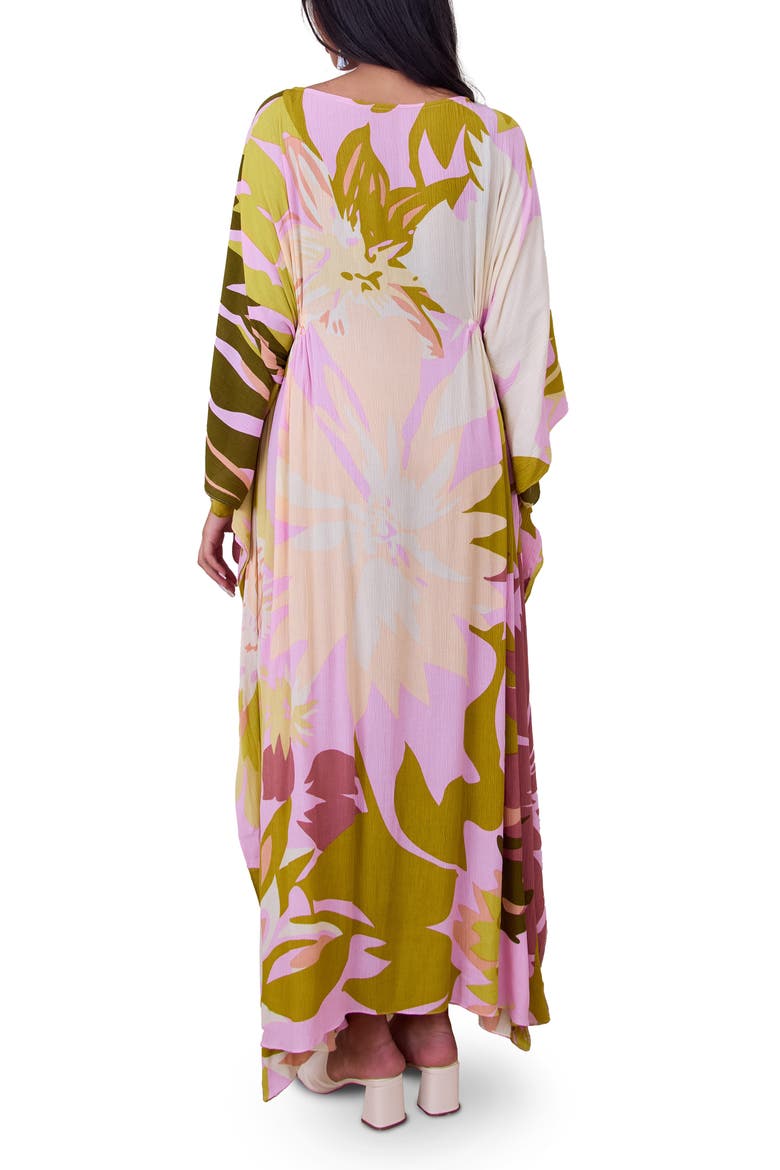 Botanical Print Maxi Caftan, Alternate, color, PINK