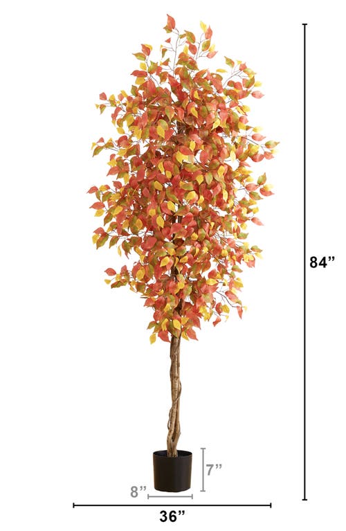 Nearly Natural 7ft Autumn Ficus Artificial Tree In Orange