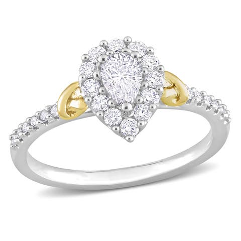 Diamond Teardrop Halo Ring 14k Gold