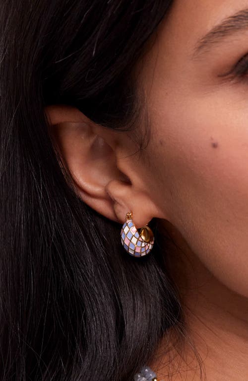 Estella Bartlett Enamel Patchwork Hoop Earrings In Gold