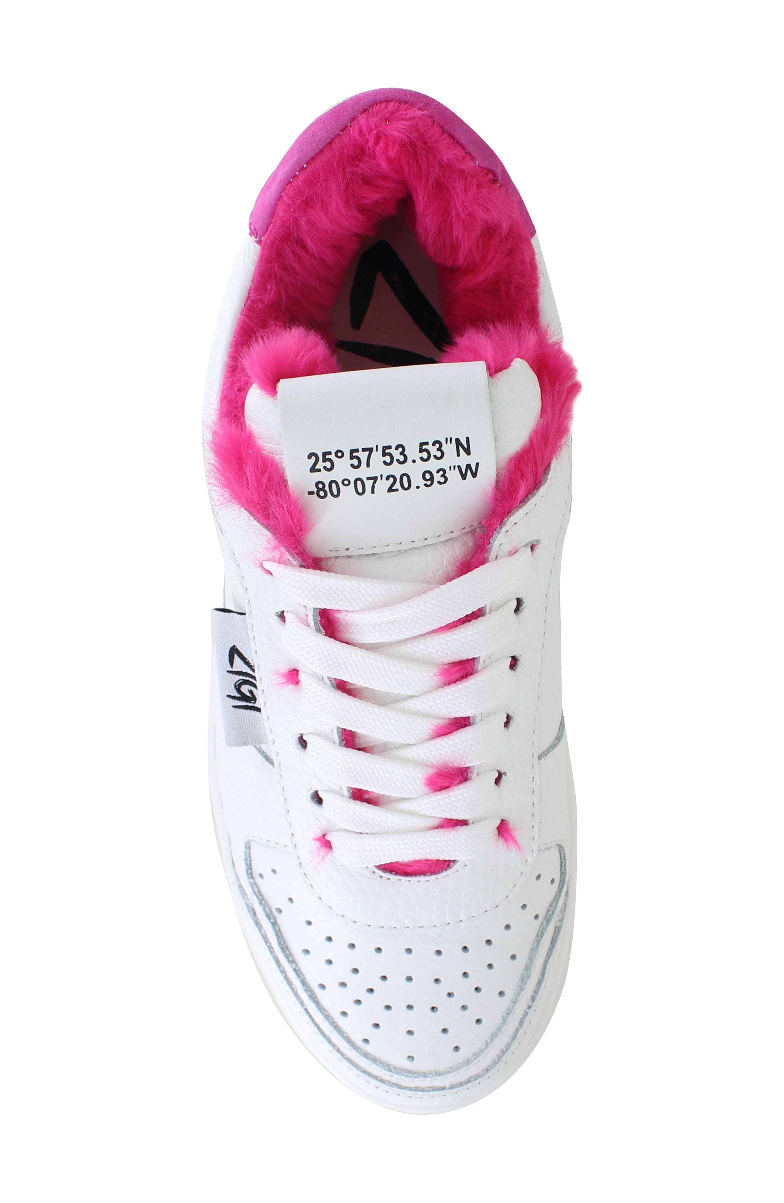 ZIGI Rutila Faux Fur Lined Platform Sneaker, Alternate, color, White Fuchsia