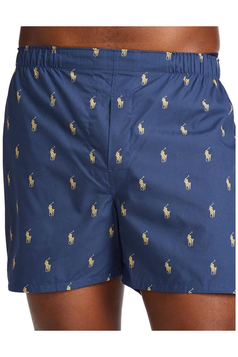 Assorted 5-Pack Woven Cotton Boxers, Alternate, color, NAVY