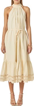English Factory Embroidered Cotton Poplin Halter Dress