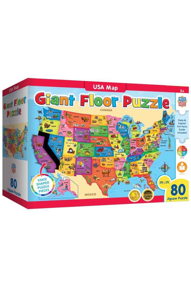 Explorer - USA Map 80 Piece Floor Jigsaw Puzzle, Main, color, Multicolor
