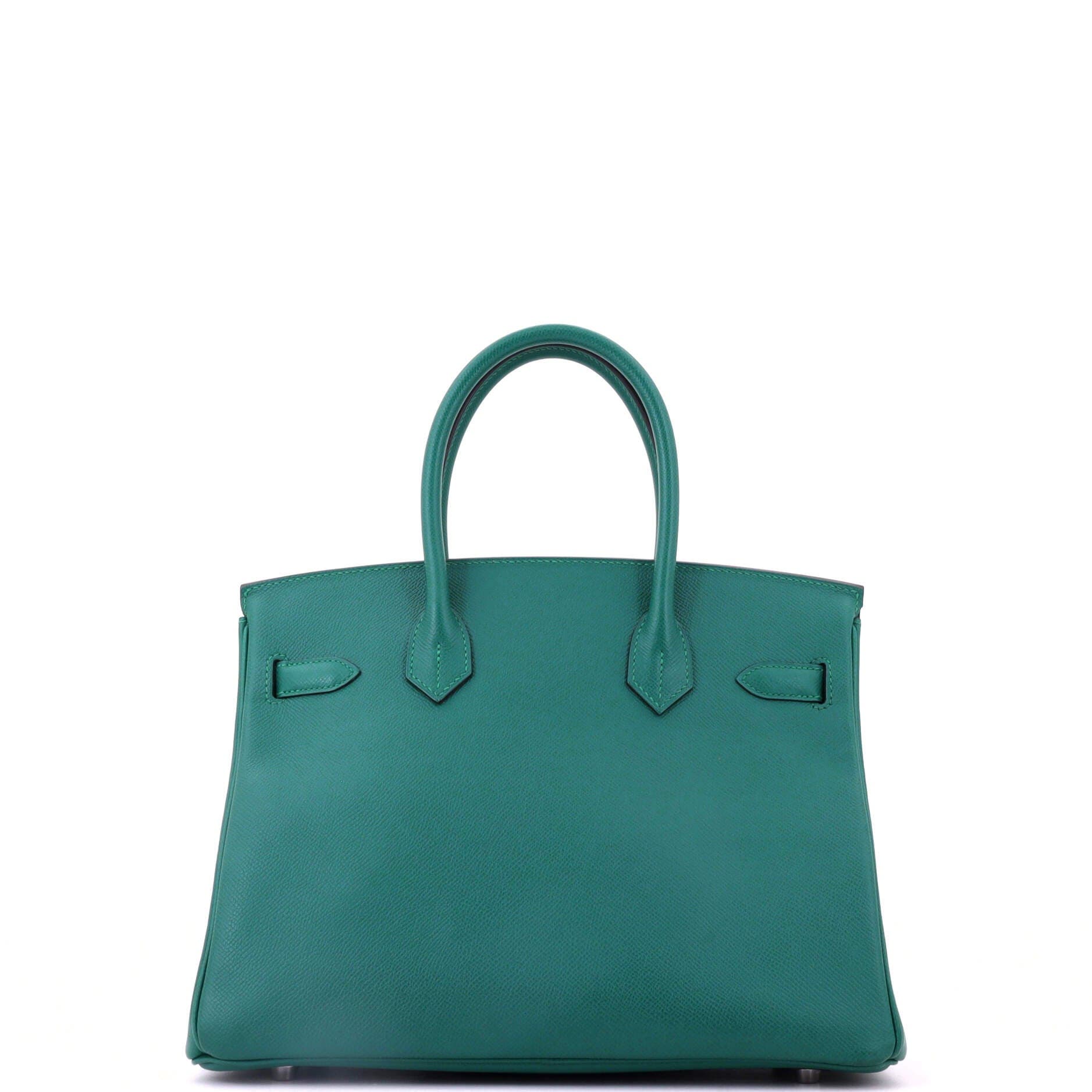 Birkin Handbag Green Epsom with Palladium Hardware 30, Alternate, color, Green