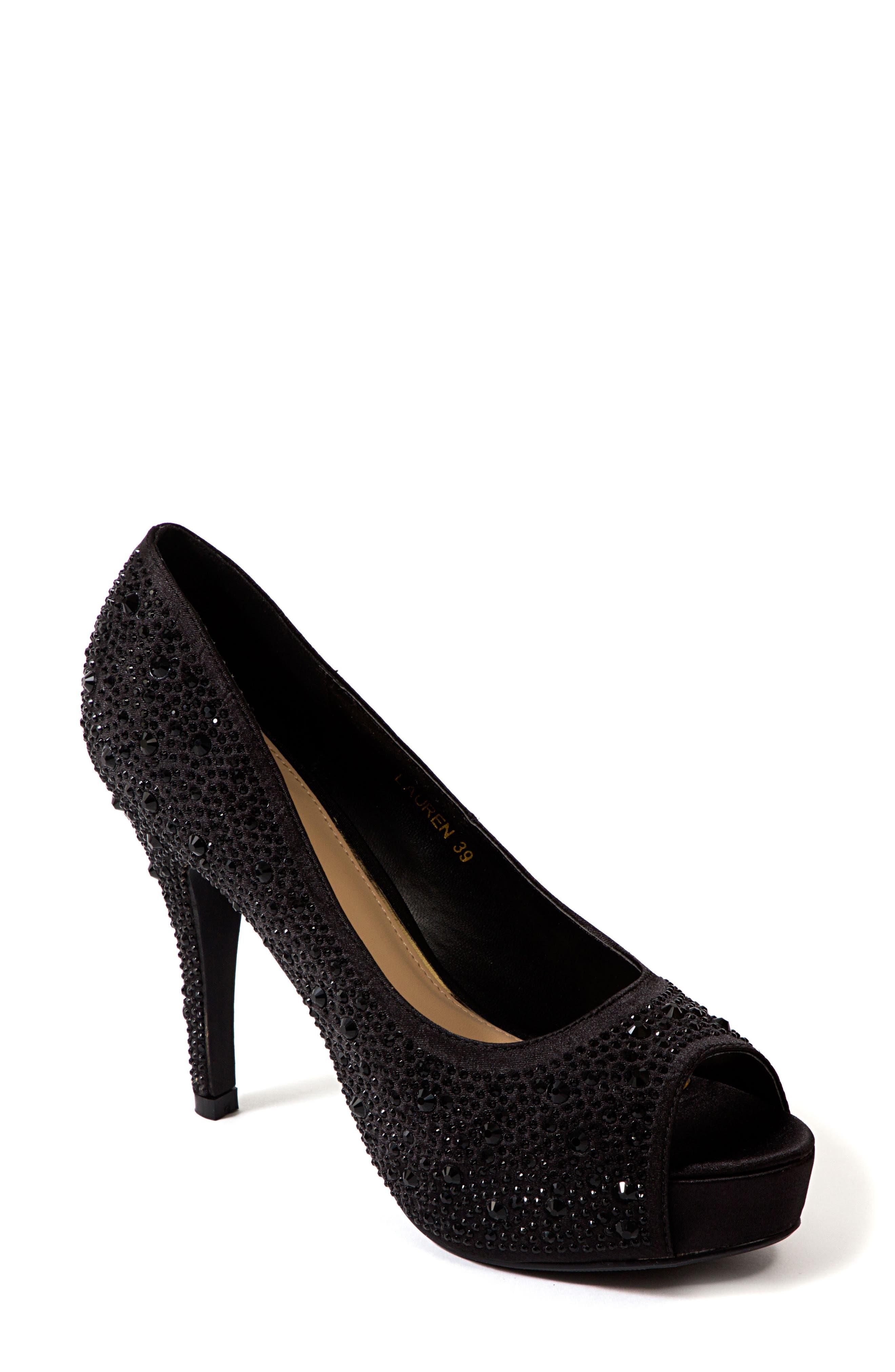 LADY COUTURE Lauren Rhinestone Embellished Platform Sandal, Main, color, 