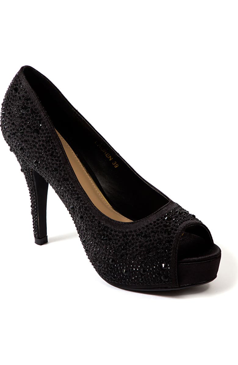 LADY COUTURE Lauren Rhinestone Embellished Platform Sandal, Main, color,