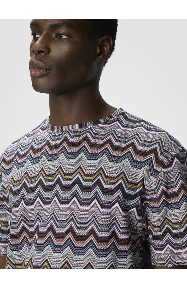 Missoni Crew Neck T-shirt With Geometric Zigzag, Alternate, color, Multicoloured