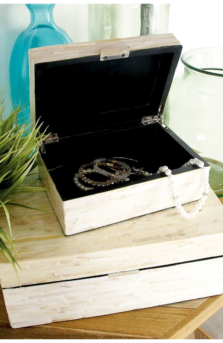 WILLOW ROW Mother of Pearl Inlay Box - Set of 2, Alternate, color, White