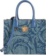 Versace Small La Medusa Barroco Denim Tote