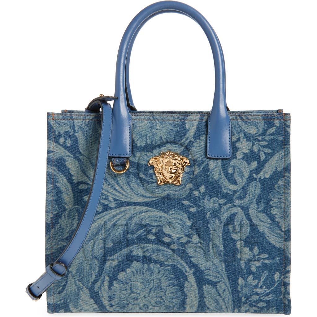 Versace Small La Medusa Barroco Denim Tote