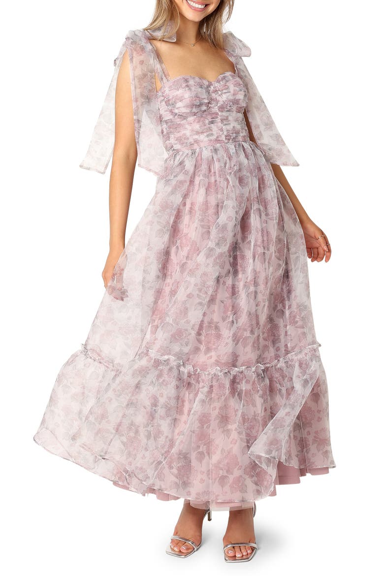 Floret Bow Strap Midi Sundress, Main, color, DARK PURPLE