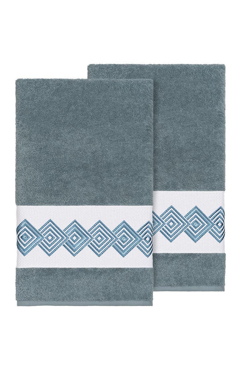 Linum Home Textiles Noah Embellished Bath Towel - Set of 2 - Teal, Main, color, Teal