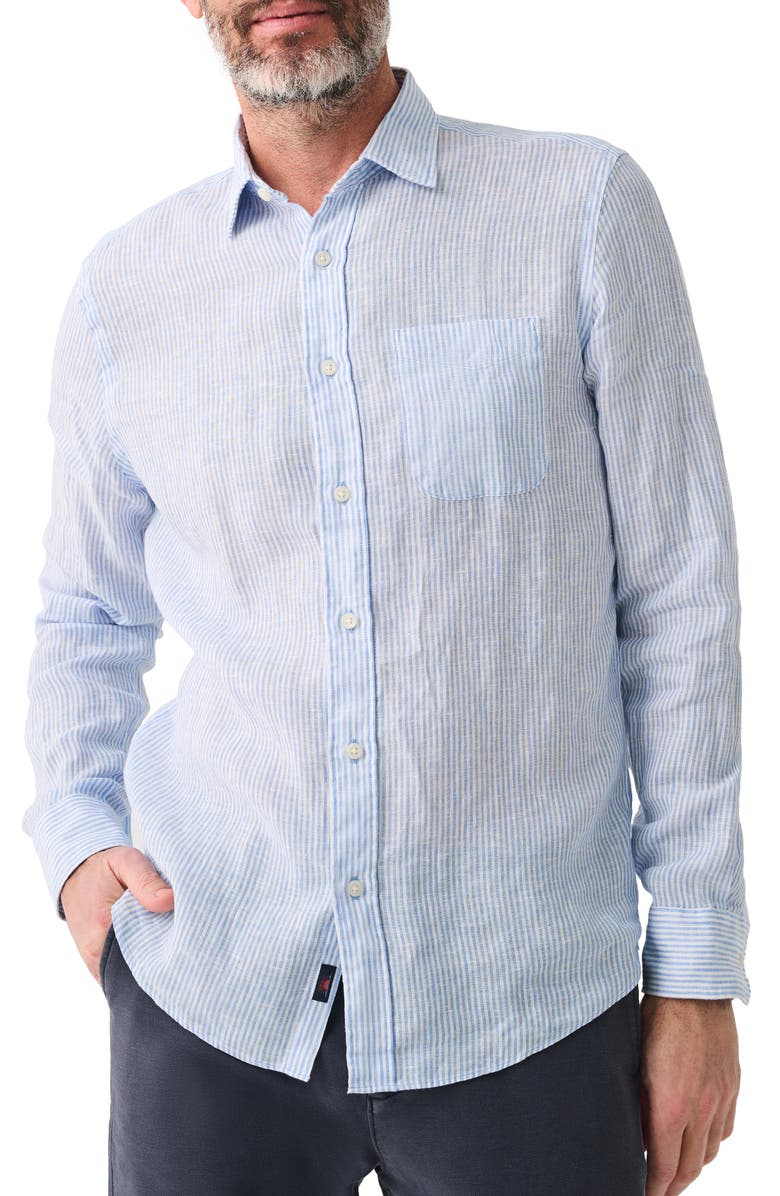 Faherty Laguna Stripe Linen Button-Up Shirt, Main, color,