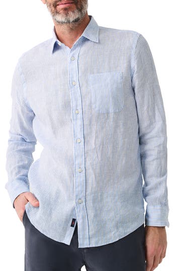 Faherty Laguna Stripe Linen Button-up Shirt In Summer Classic Stripe
