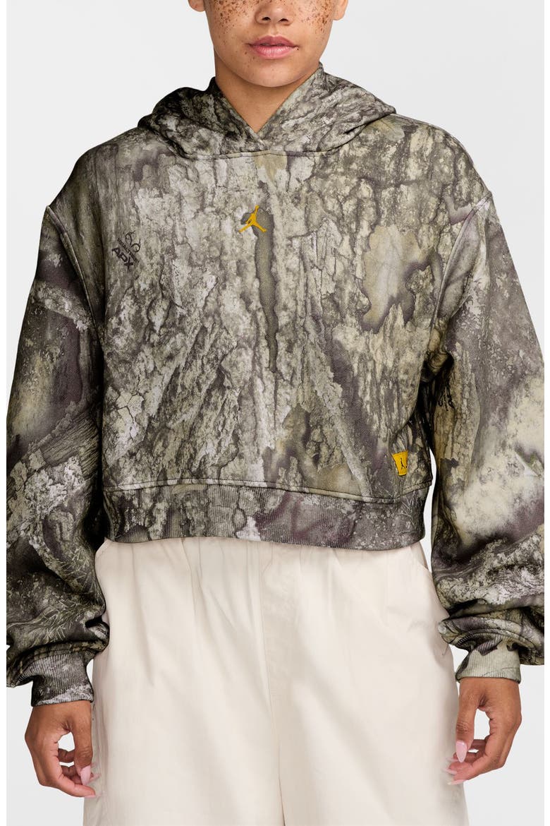 Jordan Brooklyn Fleece Print Hoodie, Main, color, 100 WHITE/BRIGHT CITRON