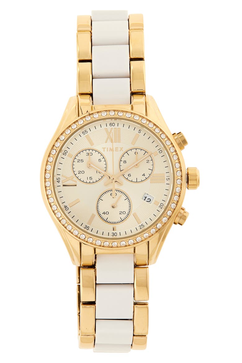 Chronograph Stainless Steel Bracelet Watch, 38mm, Main, color, TWO TONE GOLD