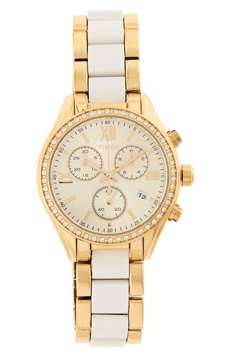 Timex<sup>®</sup> Chronograph Stainless Steel Bracelet Watch, 38mm, Main, color,