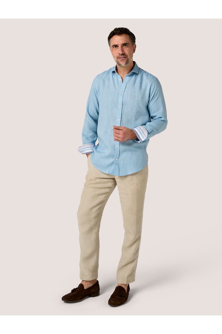 Classic Linen Long Sleeve Shirt, Alternate, color, Ocean Blue