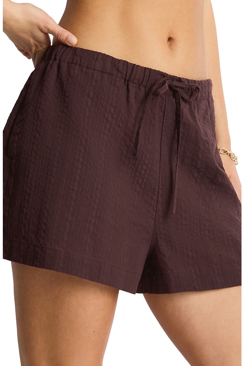 Textured Gauze Cover-Up Shorts, Alternate, color, CHOCOLATE