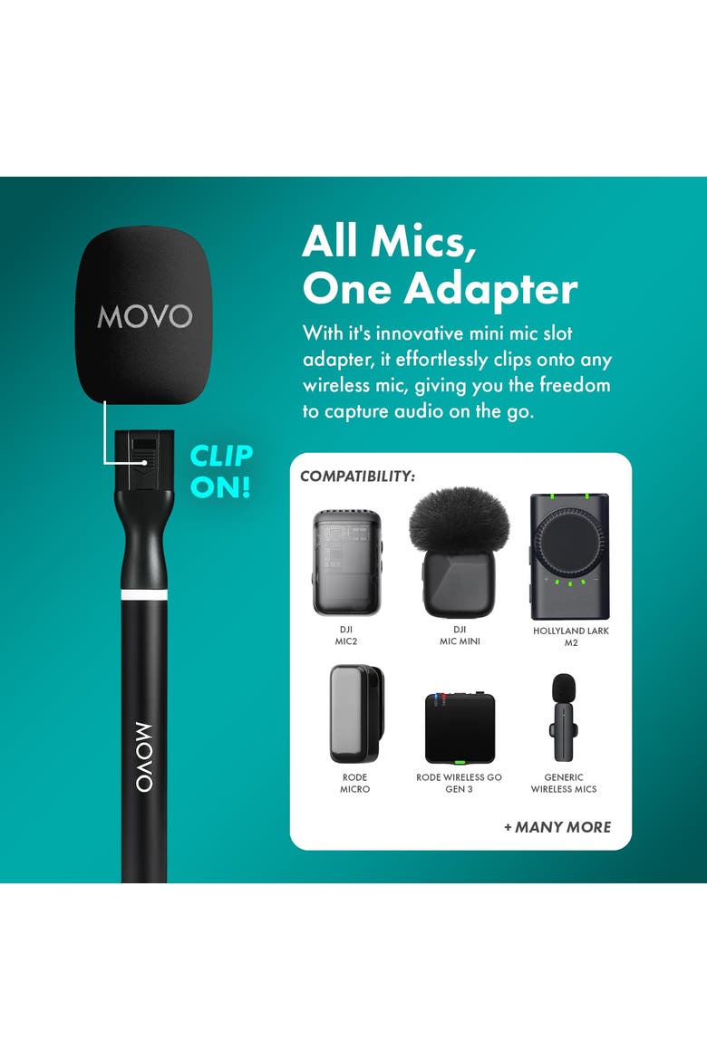 NanoMic Wireless Lavalier Microphone for Camera (3.5mm) w/WMX-HM2 Wireless Mic Handle, Alternate, color, Black