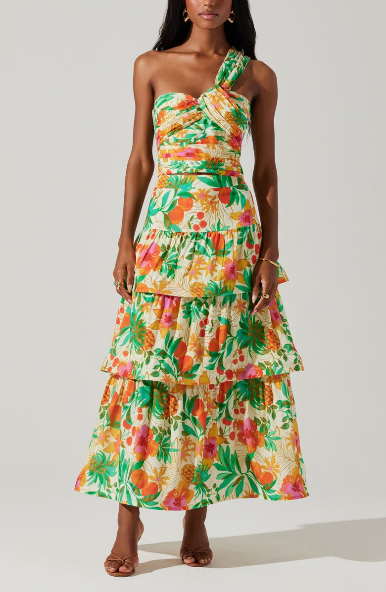 ASTR the Label Daya Floral Print Asymmetric Top, Alternate, color,