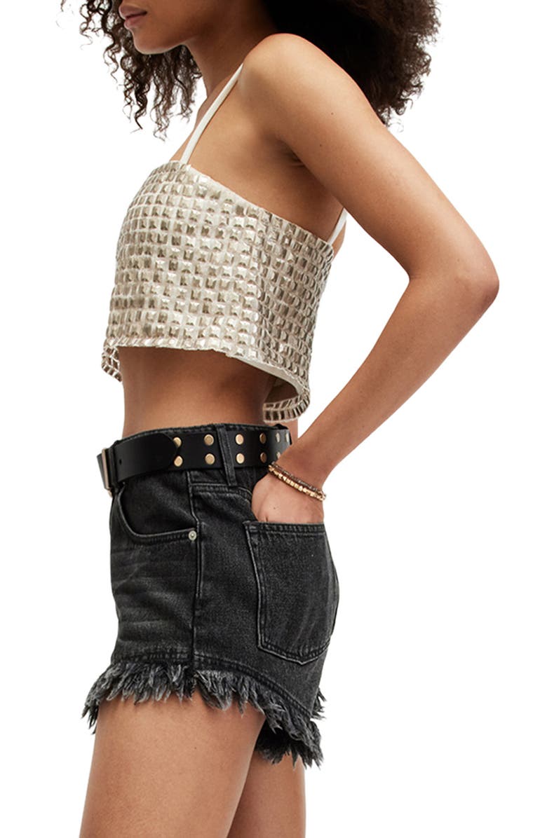 AllSaints Embellished Crop Top, Alternate, color, White/ Gold