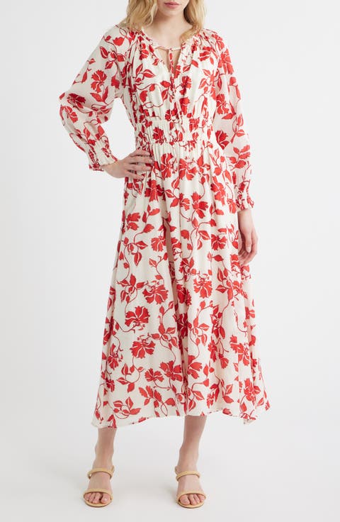 Matia Floral Long Sleeve Cotton Maxi Dress