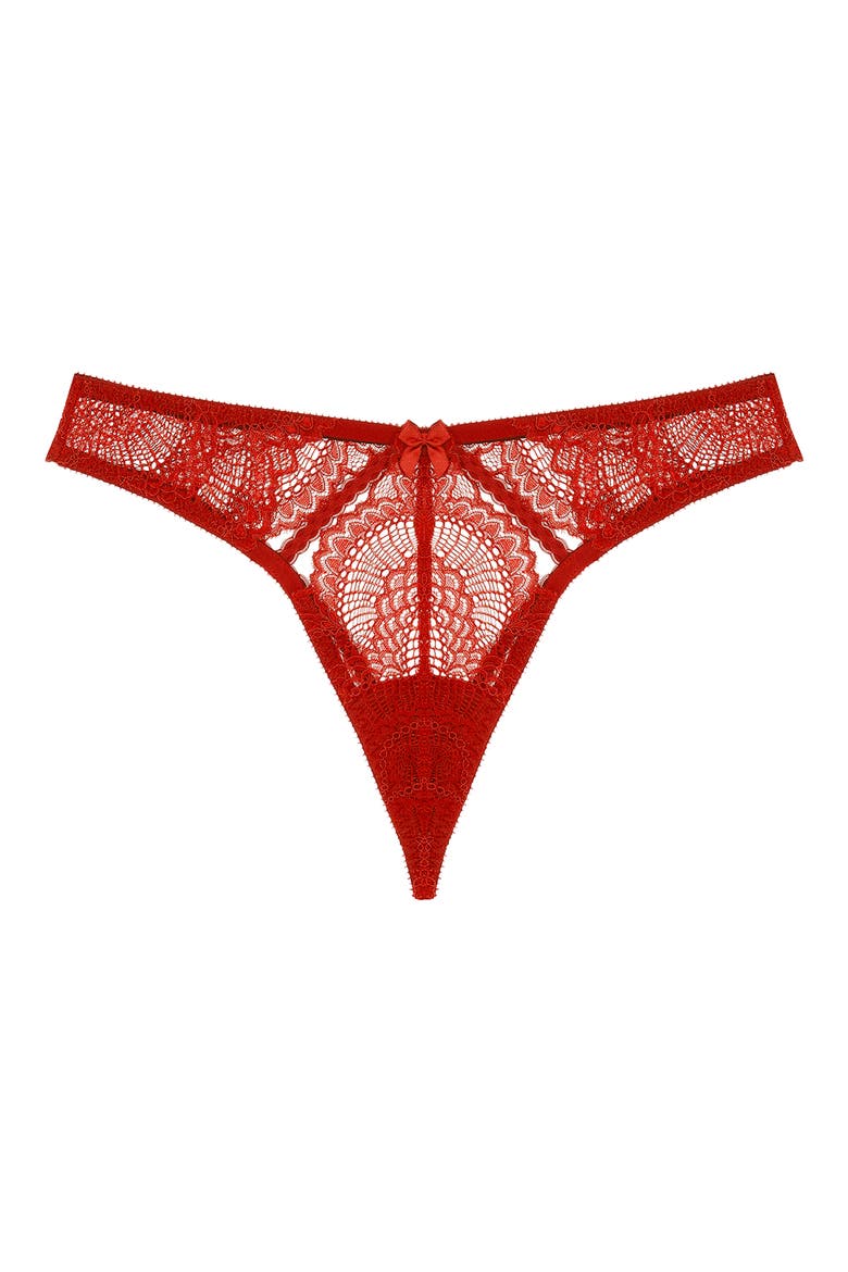 Natalia Lace G-String Thong, Alternate, color, SCARLET