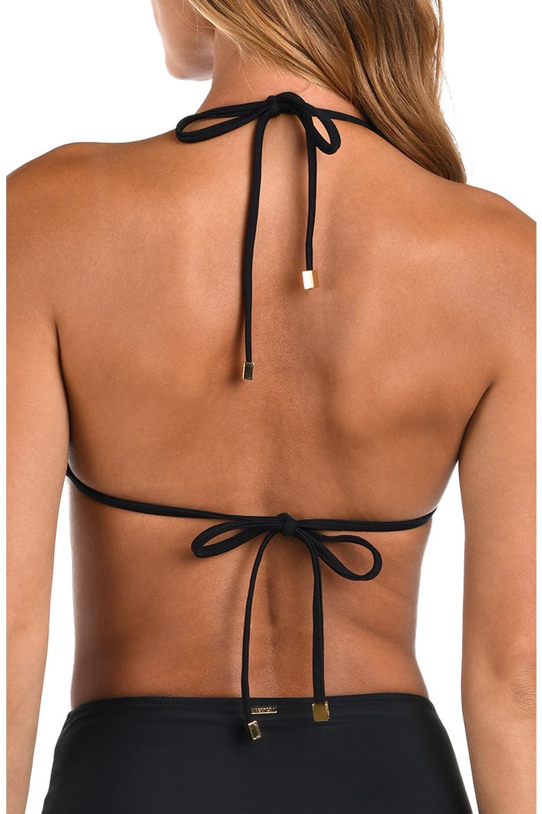 Annabelle Solids Triangle Bikini Top, Alternate, color, BLACK