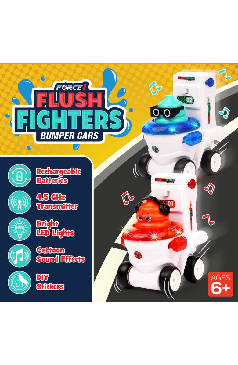 Force1 Flush Fighters Bumper Cars 2pk, Alternate, color, White, Pink, Blue