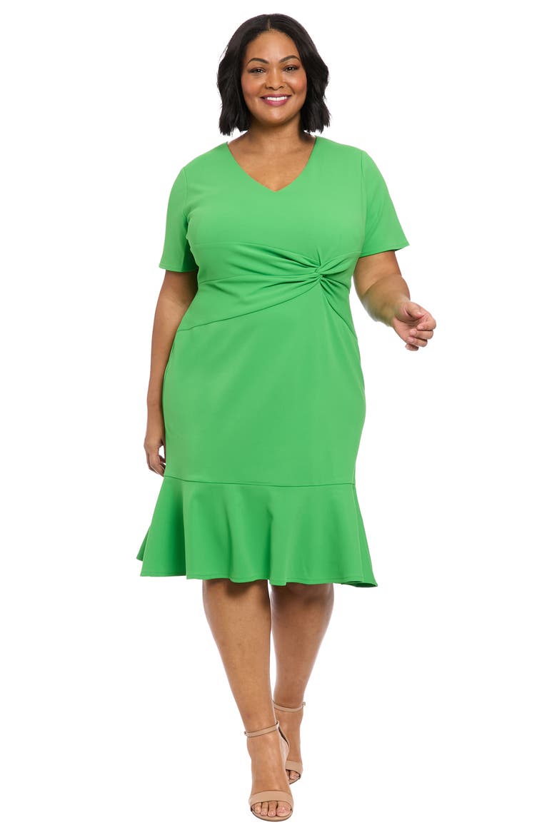 V-Neck Twist Midi Dress, Alternate, color, KELLY GREEN