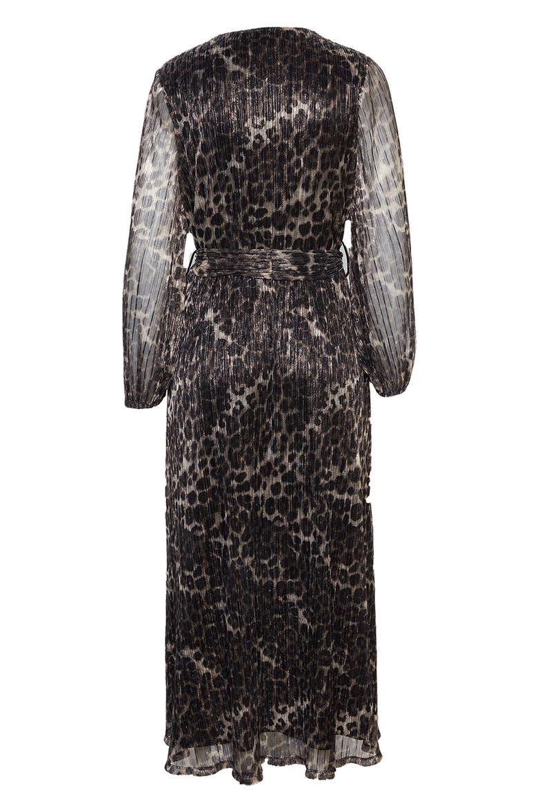 Metallic Stripe Leopard Plissé Midi Dress, Alternate, color, PLISSE LEOPARD