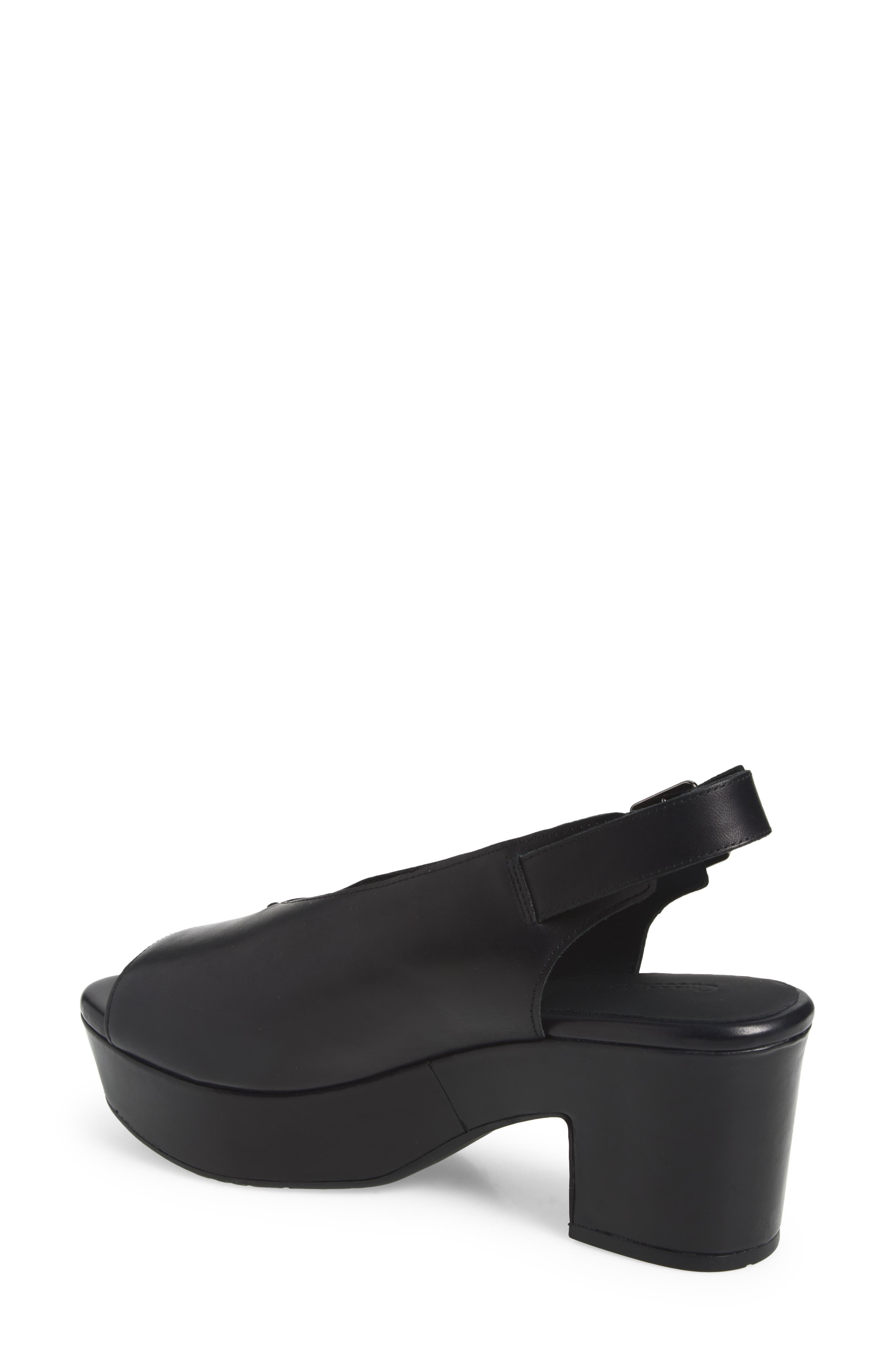 Gael Slingback Peep Toe Platform Sandal, Alternate, color, BLACK LEATHER