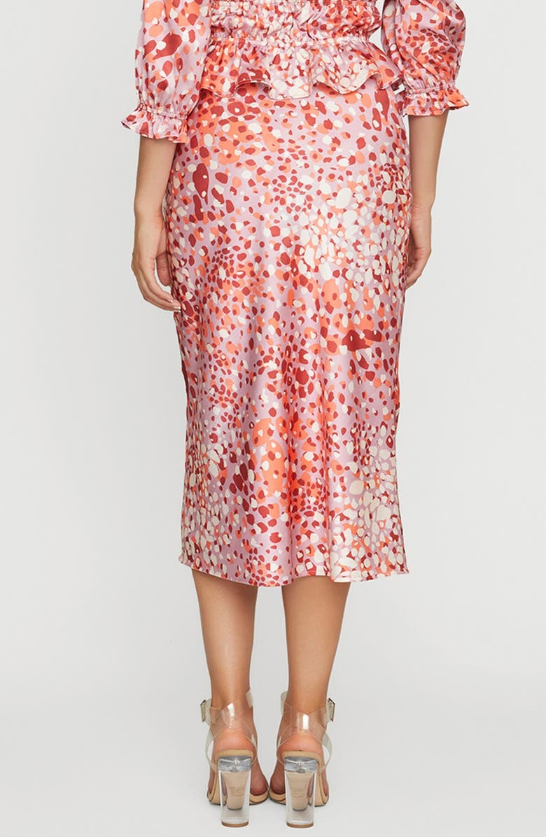 Lost + Wander The Wild Side Abstract Animal Satin Midi Skirt, Alternate, color,