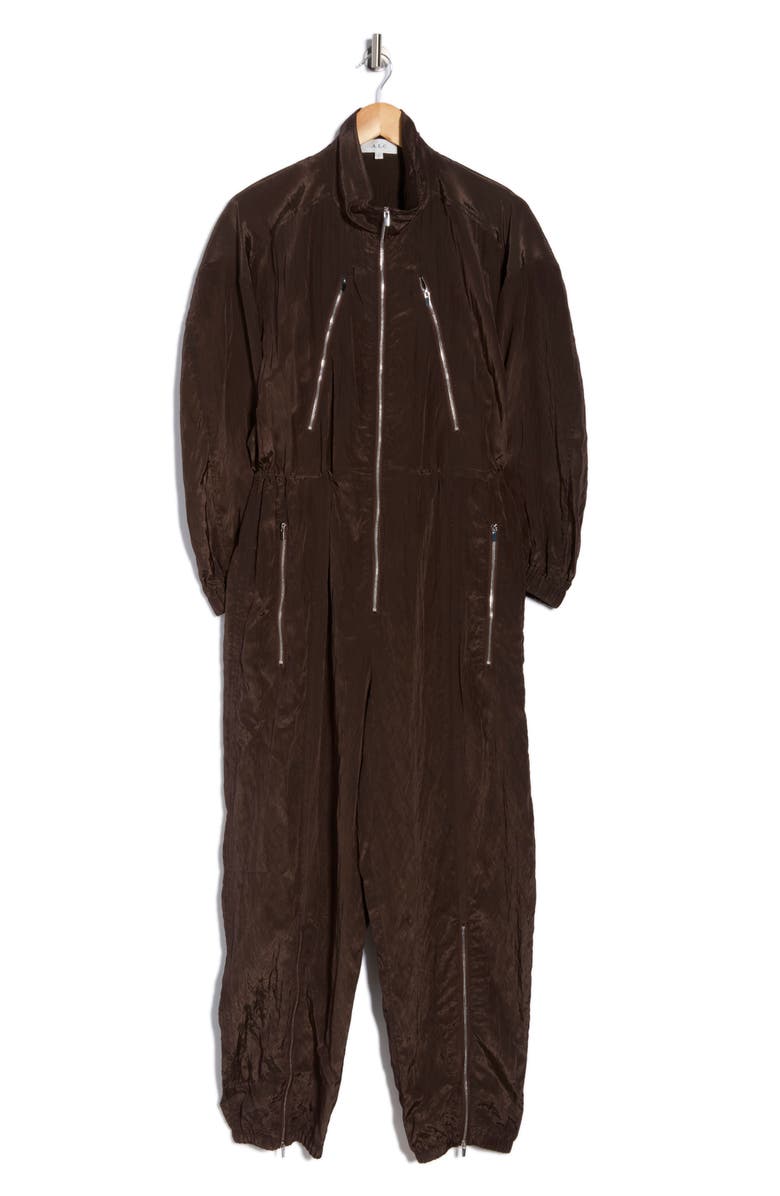 A.L.C. Gavin Taffeta Jumpsuit, Main, color, Deepest Brown