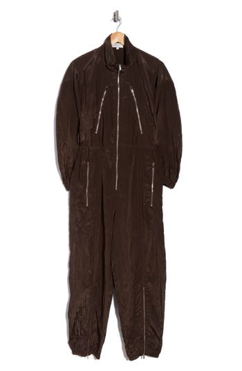A.l.c . Gavin Taffeta Jumpsuit In Brown