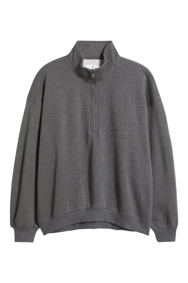 Relaxed Quarter Zip Pullover, Alternate, color, GREY MEDIUM CHARCOAL HEATHER