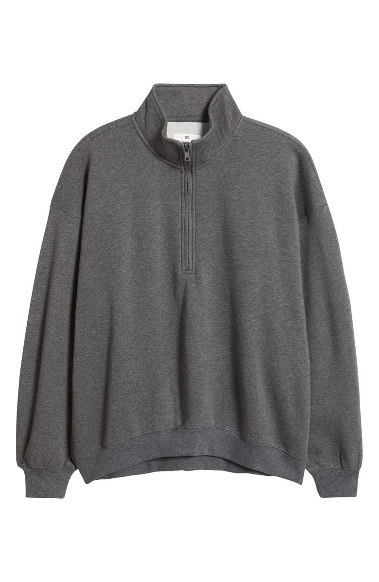 BP. Relaxed Quarter Zip Pullover, Alternate, color, Grey Medium Charcoal Heather