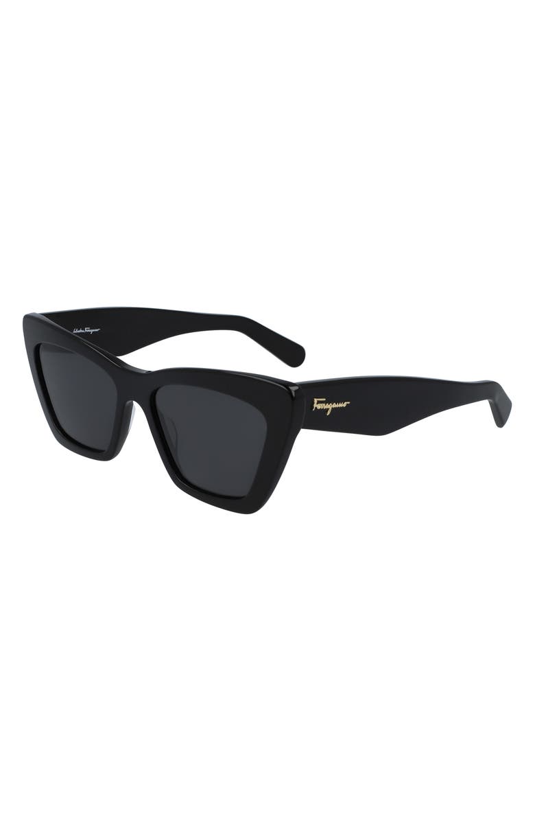 FERRAGAMO 55mm Butterfly Sunglasses, Alternate, color, Black