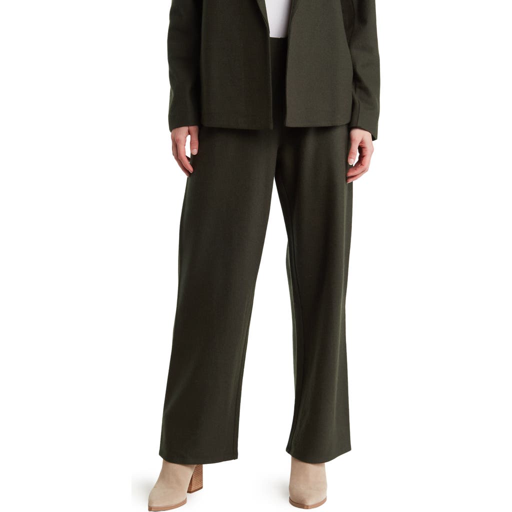 Eileen Fisher Straight Leg Wool Pants In Black