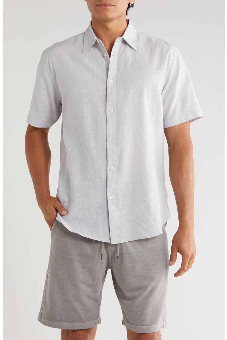 Key Largo Short Sleeve Linen Blend Button-Up Shirt, Main, color, LT GREY