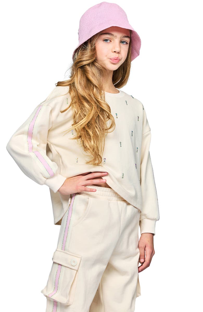 Truly Me Kids' Gemstone Sweatshirt, Alternate, color, Ivory