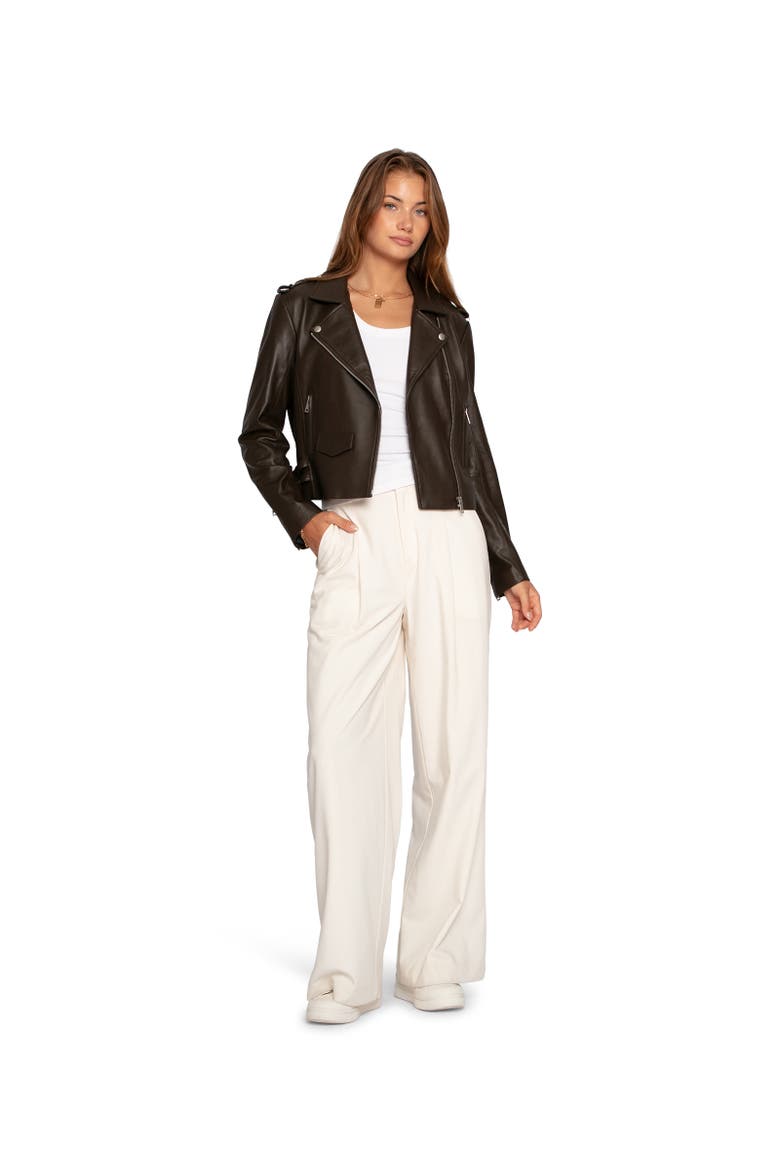 Just Friends Leather Jacket, Alternate, color, Dark brown