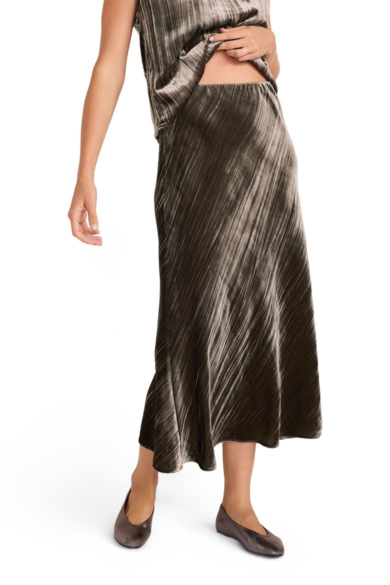 Textured Velvet Maxi Skirt, Main, color, Burnt Toffee