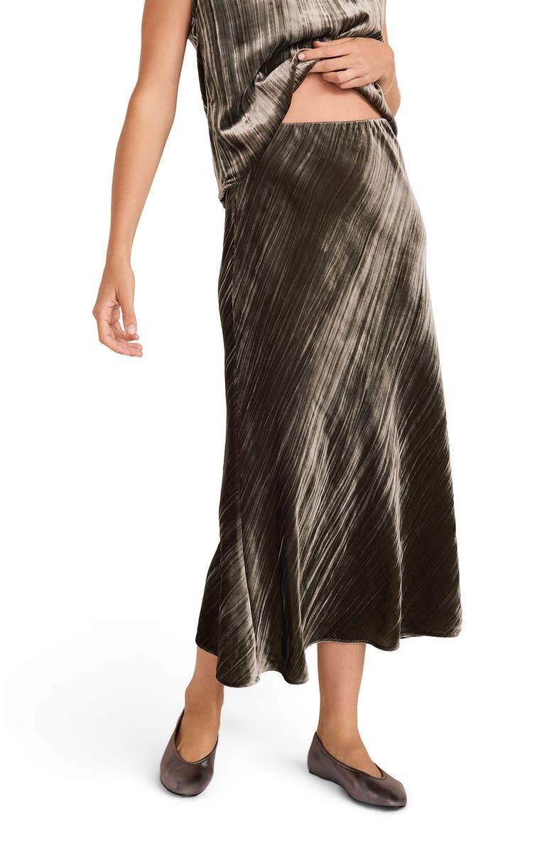 Haven Well Within Textured Velvet Maxi Skirt, Main, color, Burnt Toffee