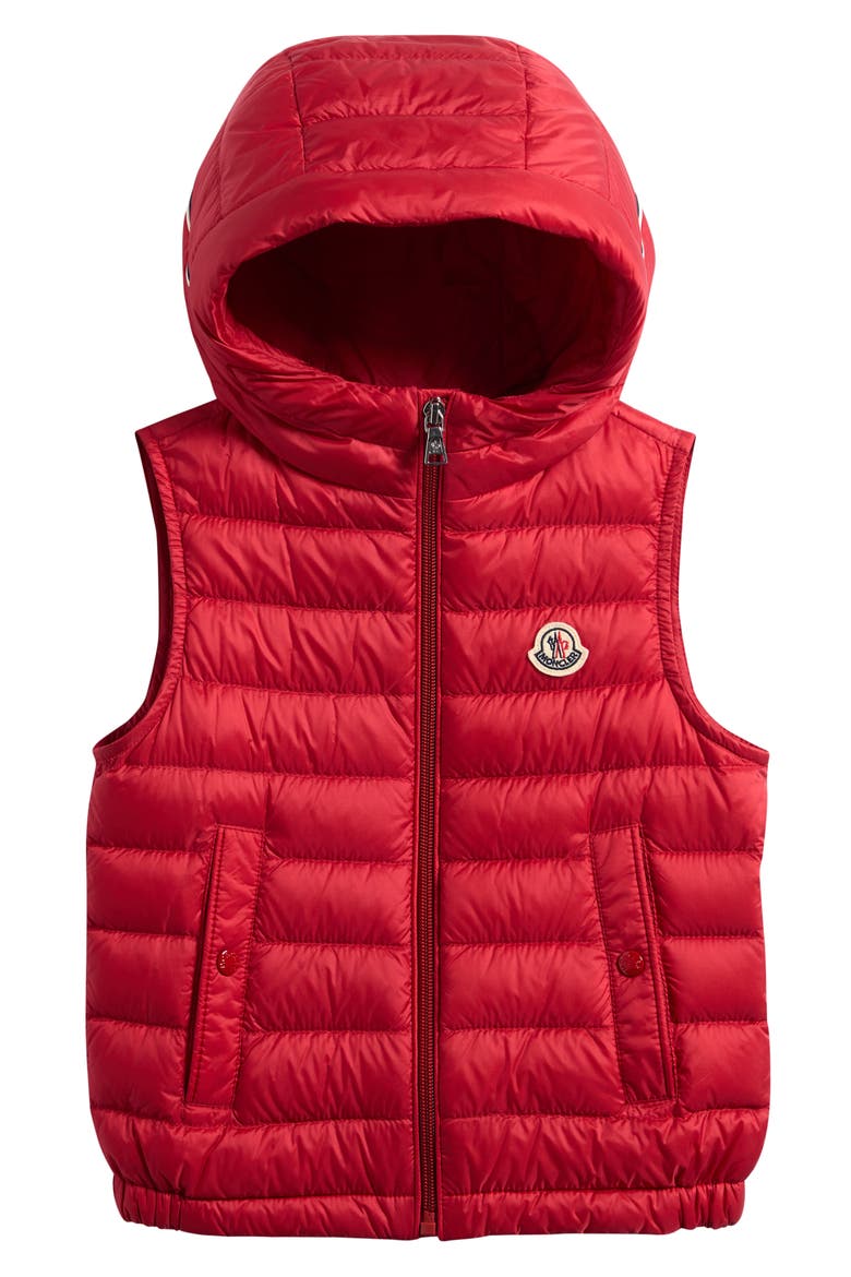 Kids' Uzzay Hooded Down Puffer Vest, Main, color, RED