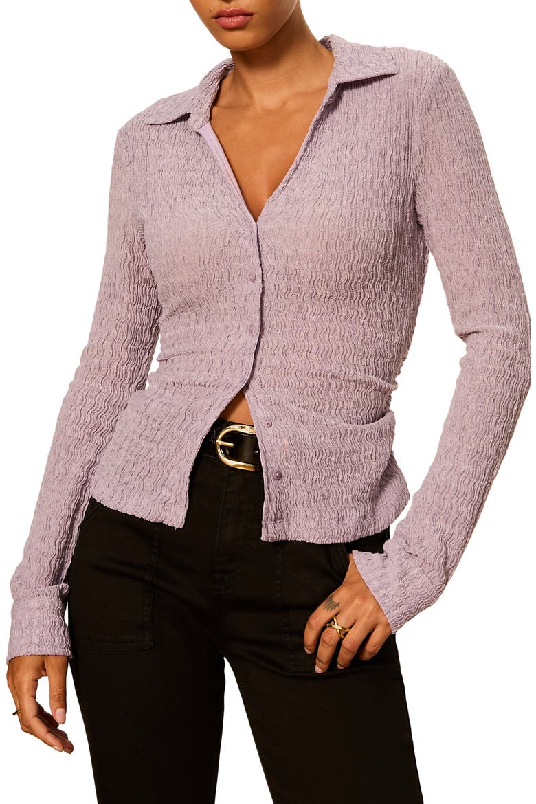 Juno Textured Button-Up Top, Main, color, PURPLE HAZE