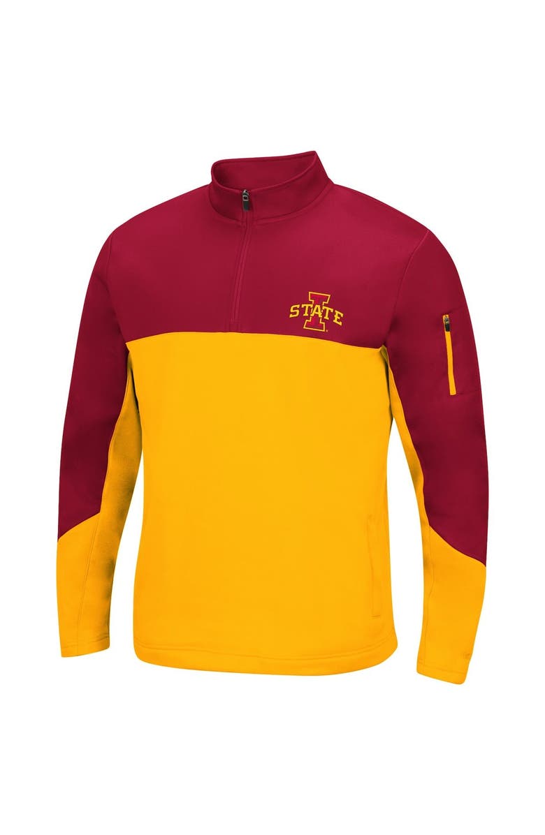 COLOSSEUM Men's Colosseum Cardinal/Gold Iowa State Cyclones Triple Dog Dare Quarter-Zip Jacket, Alternate, color, 